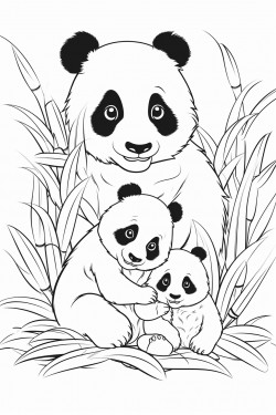 cute and funny panda and its family