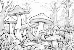 a magical forest with glowing mushrooms