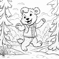 a dog dancing in the forest