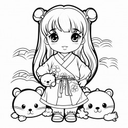 little girl with pandas