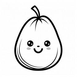 kawaii pear with bold lines
