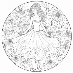 ballerina with a floral backdrop