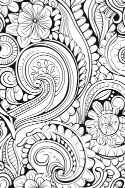 a cute peaceful paisleys coloring bookvector white background black and white black drawing coloring page