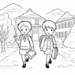 children go to junior school with briefcases