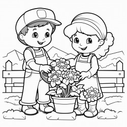 working in garden