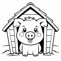 kawaii pig in barn