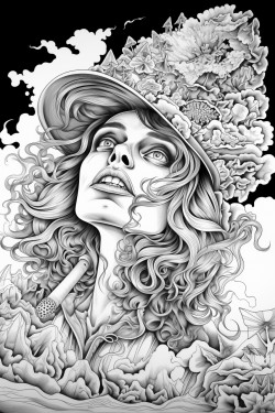 a stoner smoking out of a trippy bong