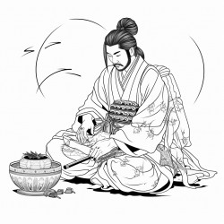 samurai eating a banana