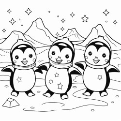 three penguins dancing on drift icekawaii