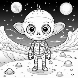 a cartoon pigi in a space with alien