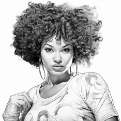 woman with afro boxing