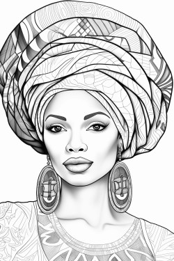 a woman with african headwear no shading used
