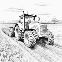 tractor planting in field