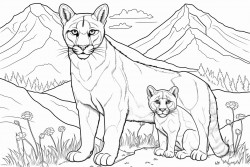 a mountain lion and his baby