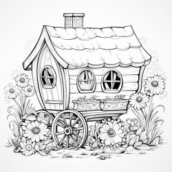 bold big design cart house with nature theme flowers