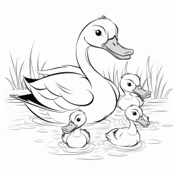 a duck with four babt duck