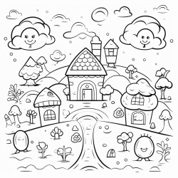 create a coloring poster about this liberating language and make it cartoon and simple for grade 1 to color no words