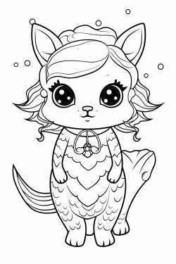 cute mermaid cat dressed up for halloween