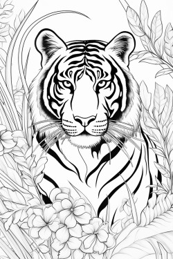tigre dans lespace avec des plantes