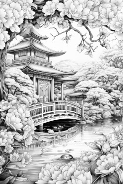 cherry blossom tree next to fish pond