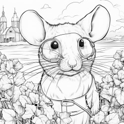 mouse with eyeglasses on farm