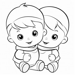 two babies hugging