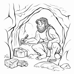 hombre neandertal entrando a una cueva