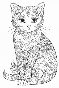 calico short haired cat relaxing with front paws crossed