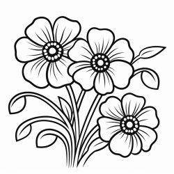 a picture of flower for kids to do colouring backgrang should be in white and there should be a thick black outline