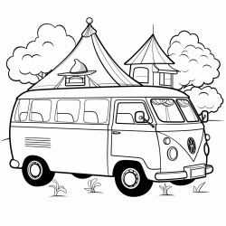 a castle van that has a picnic inside