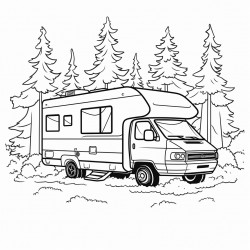 motorhome camping in woods