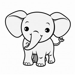 simple and cute elephant outline drawing with thin bold lines