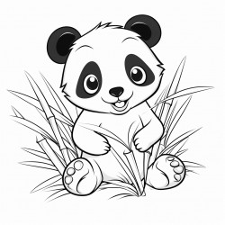 sweet baby panda with chubby cheeks and a bamboo shoot