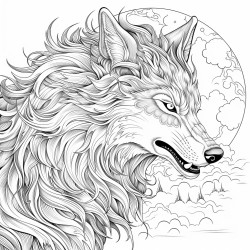 a werewolf under the full moon with intricate fur patterns and glowing eyes