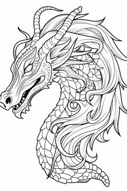 creepy unicorn head on dragon body