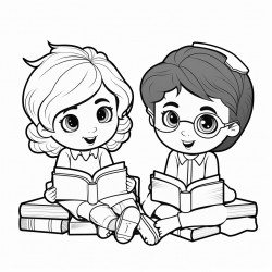 kindergarten students reading and writing