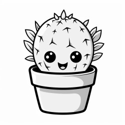 prickly cactus in a pot with a smirking funny face