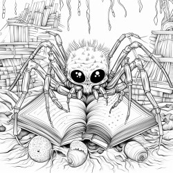 a spider reading a book