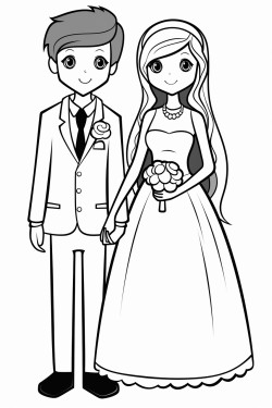 a bride with long hair and a long sleeve dress holding hands with a groom with short tapered hair