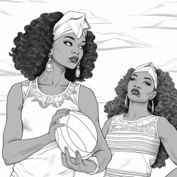 black girls playing volleyball