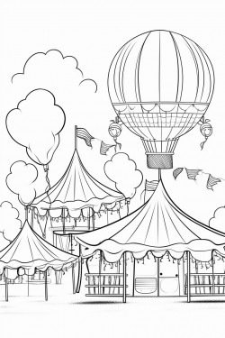 summer carnival scene with rides balloons and cotton candy