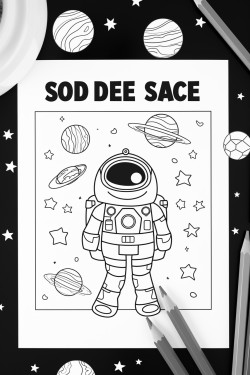 advanced outer space coloring sheet with bubble letters saying first day of school
