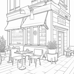 create a simple cafe thick black outlines only font of cafe calm cozy style
