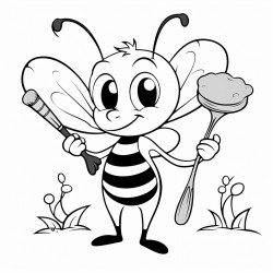 an ant in the forest holding a paintbrush