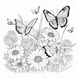flower garden with butterflies bees and a variety of flowers