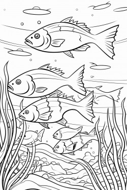 multiple fish under water in a river