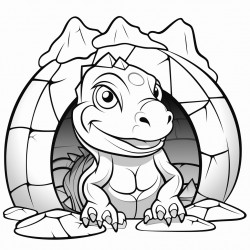 a cartoon iguana in an igloo