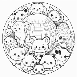kawaii cover with terrestrial animals