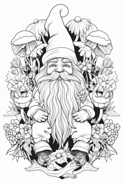 gnome coloring line art