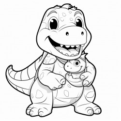 trex hugging a teddy bear